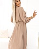 sukienki maxi damskie 531-3 Szmizjerka midi ze złotymi guzikami i wiązaniem - mocha mousse 4