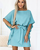 sukienki midi damskie 287-40 SOFIA Sukienka motyl z wiązaniem w pasie - pastelowy turkus - 2XL/3XL 3