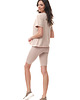 komplety damskie Komplet T-SHIRT + KOLARKI w beżowym kolorze 6