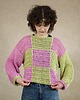 swetry damskie Całoroczny sweter oversize w kratę róż zieleń - bawełna organiczna 5