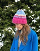 czapki damskie Wełniana czapka handmade kolorowe ozdobne włóczki niebieska różowa 6