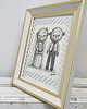 Ślub - inne Młoda para misie w ramce rysowane piórkiem prezent ślubny obraz 1