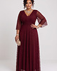 sukienki maxi damskie 654-6 Długa połyskująca sukienka plus size z dekoltem - bordowa 3