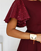 sukienki maxi damskie 694-3 MIRELLA Elegancka rozkloszowana sukienka maxi z cekinami - bordo 8