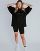 t-shirt damskie Czarna koszulka oversized z napisem BONJOUR 2