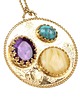 złote naszyjniki Złoty naszyjnik - medalion z turkusem, bursztynem i ametystem 9