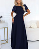 sukienki maxi damskie 694-4 MIRELLA Elegancka rozkloszowana sukienka maxi z cekinami - granat 8