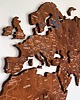 Ozdoby na ścianę Drewniana mapa świata Premium z rzekami i miastami, kolor Orzech 1