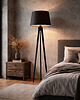 lampy podłogowe Nowoczesna lampa podłogowa CURACAO GOLD lampa stojąca drewniany trójnóg 1