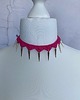chokery Barbie pink fuksjowy koronkowy choker z kolcami 2