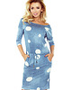 sukienki midi damskie 13-74 Sukienka sportowa - JEANS w białe GROCHY - XS 2
