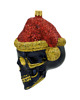 ozdoby choinkowe Bombka choinkowa: Czaszka w czapce świętego Mikołaja z złotymi akcentami 1
