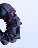 gumki do włosów Scrunchie MIDI granatowa w czerwone paseczki 2