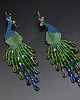 kolczyki szklane Pawie zielono-niebieskie, kolczyki z frędzlami, beading 2