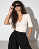 t-shirt damskie T-shirt CLOSE V-Neck Ecru 3