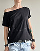 t-shirt damskie Czarne koło na czarnym Oversize 3