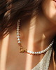 chokery Choker / naszyjnik "Heart" z naturalnych pereł- srebro 925 pozłacane 2