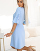 sukienki mini damskie 217-11 NEVA Trapezowa sukienka z rozkloszowanymi rękawkami - błękitna 2