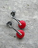 kolczyki wire wrapping Czerwony koral  - sztyfty 3
