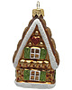 bombki Ręcznie malowana bombka szklana brązowy piernikowy domek zdobiony brokatem 4