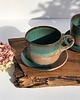 filiżanki Kubek ceramiczny  Duża filiżanka ze spodkiem i łyżeczką 1