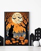 grafiki i ilustracje PLAKAT dekoracja Halloween czarny kot dynia księżyc 2