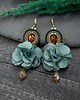 kolczyki soutache Kolczyki sutasz brązowo zielone z kwiatami Bloom 2