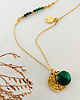 złote naszyjniki RZYMSKIE WAKACJE -naszyjnk NEFRYT z monetą , zielony kamień 1