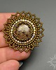 broszki Fleur de bronzite, broszka z bronzytem, beading 4