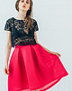 t-shirt damskie Czarny koronkowy top 2