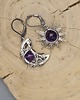 kolczyki wire wrapping Asymetryczne kolczyki księżyc i słońce ametyst wire wrapping 2