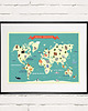 obrazy i plakaty do pokoju dziecięcego Mapa świata dla dzieci, zwierzęta, A3 3