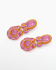 kolczyki soutache Pomarańczowe, różowe - kolczyki z jadeitem 1