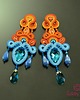 kolczyki soutache Pomarańczowo niebieskie kandelabrowe kolczyki sutasz 4