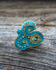 pierścionki - różne Turkusowy pierścionek soutache 4