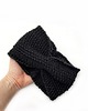 czapki damskie Czarna elegancka opaska merino twist 7