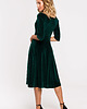 sukienki midi damskie Welurowa sukienka z dekoltem-zielona(M-645) 2