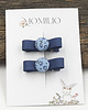 ozdoby do włosów dla dzieci Spineczki do włosów z guziczkiem Blue Little Flowers 2