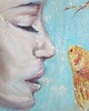 obrazy Obraz olejny ręcznie malowany 50x50 gruba warstwa "Złota rybka" 2