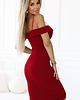 sukienki midi damskie 564-8 CALLIE Sukienka midi z odkrytymi ramionami i dekoltem - bordowa 4