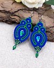 kolczyki soutache Verra kolczyki sutasz zielono chabrowe wiszące z kryształkami 2