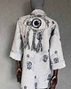marynarki damskie Kimono wełna w ciapki oko z frędzlami na plecach. 3