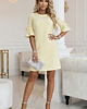 sukienki mini damskie 217-12 NEVA Trapezowa sukienka z rozkloszowanymi rękawkami - pastelowy żółty 3