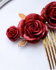 Biżuteria ślubna Komplet ślubny "Bordowe Róże" - Grzebyk + kolczyki 3