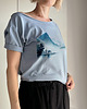 t-shirt damskie Jezioro góry japoński krajobraz Bladoniebieski Oversize 1