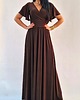 sukienki maxi damskie Sukienka wieczorowa maxi czekoladowy brąz drapowana 36-56 2