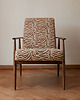fotele Fotel Lisek PRL, Orzech, Tkanina Safarii; Typ 300-190, Po renowacji, Vintage 6