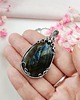 wisiory Naszyjnik Labradoryt Spektrolit stal chirurgiczna wisiorek handmade 4