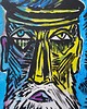 obrazy Kolorowy obraz  kubiczna twarz listonosz picasso style 2