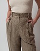 spodnie materiałowe damskie Wełniane spodnie w kratkę z szeroką nogawką 9